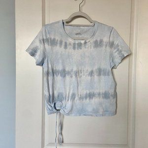 Like New Blue Tie Dye Aerie Side Tie T-Shirt (Medium)